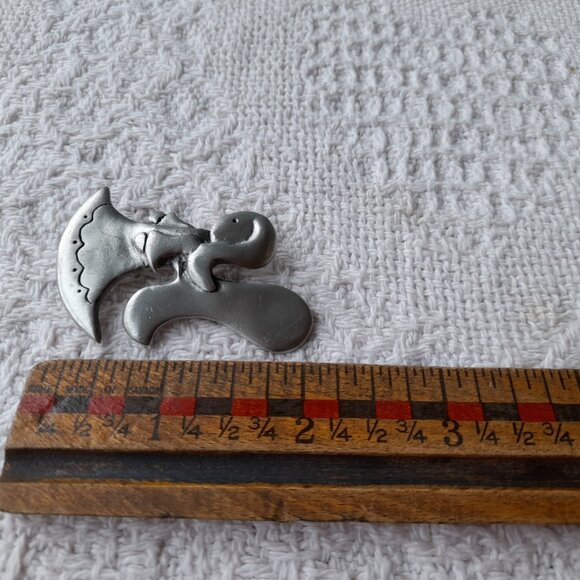 Vintage Angel Brooch Aitkens Pewter Puffy Silver Tone - Picture 13 of 16